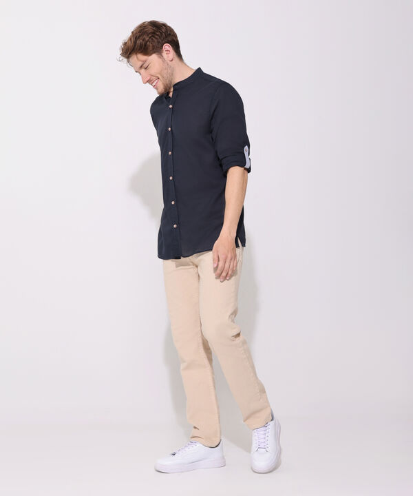 Camisa Manga Larga Cuello Neru Unicolor