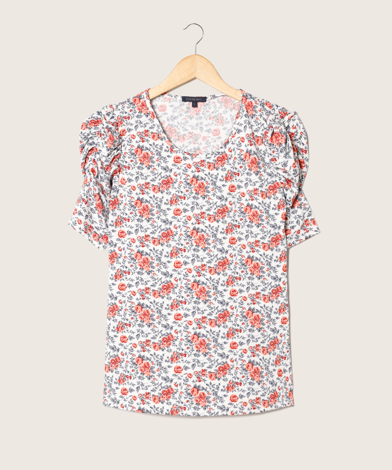Camiseta Estampada Manga Corta Con Ruche