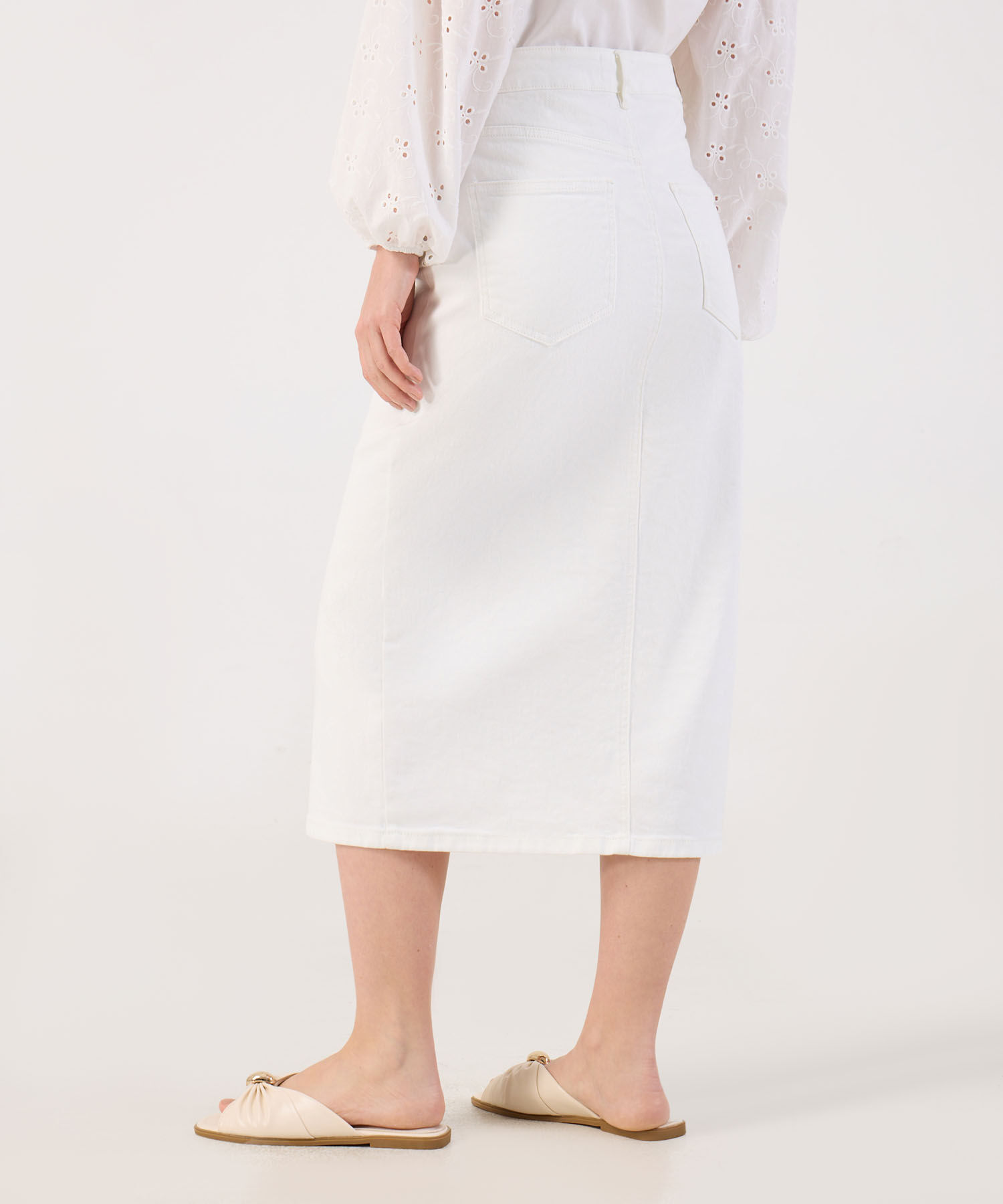 Falda Midi en Denim con Abertura Frontal para Mujer