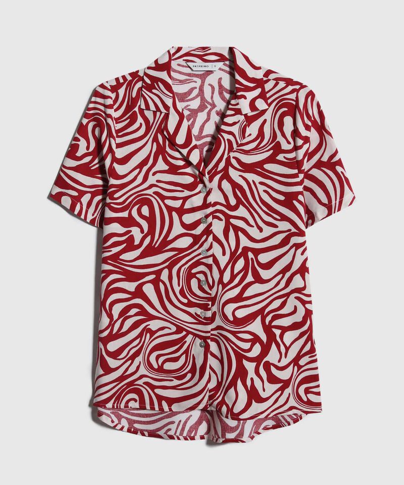 Camisa Estampada, Manga Corta, Cuello Camisero