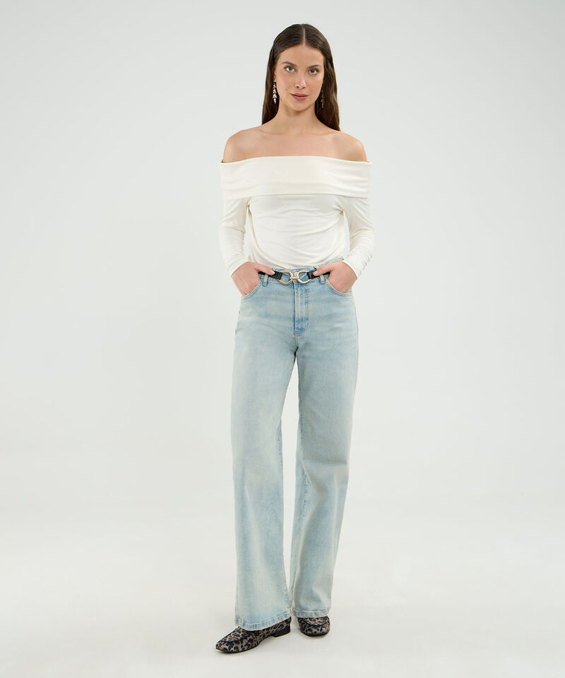 Camiseta Ajustada Cuello Bandeja Para Mujer