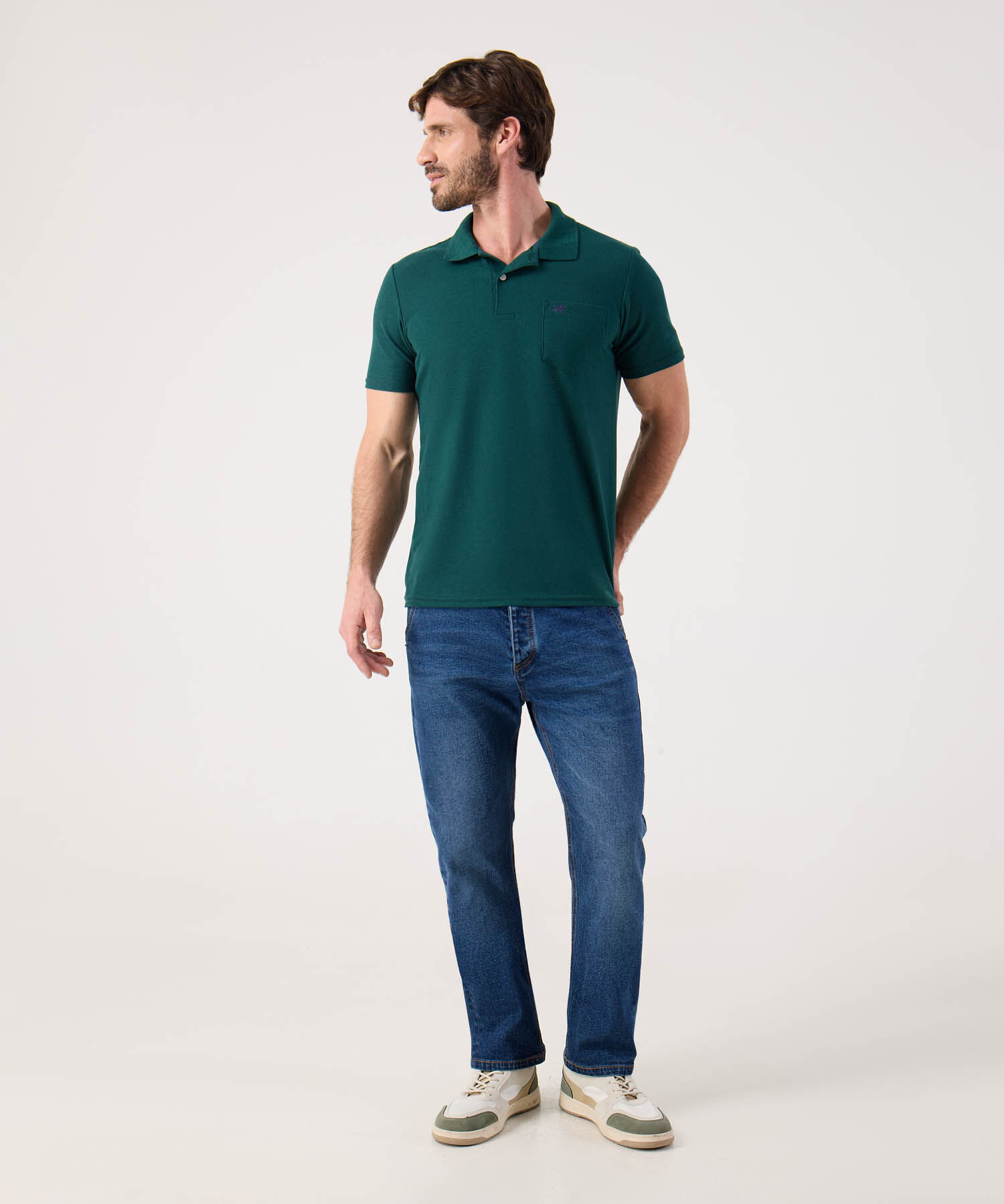 Polo Unicolor Con Bolsillo 