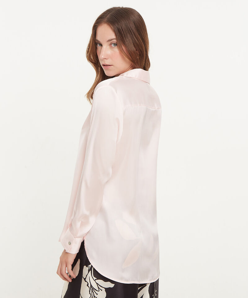 Camisa Unicolor Manga Larga En Satín