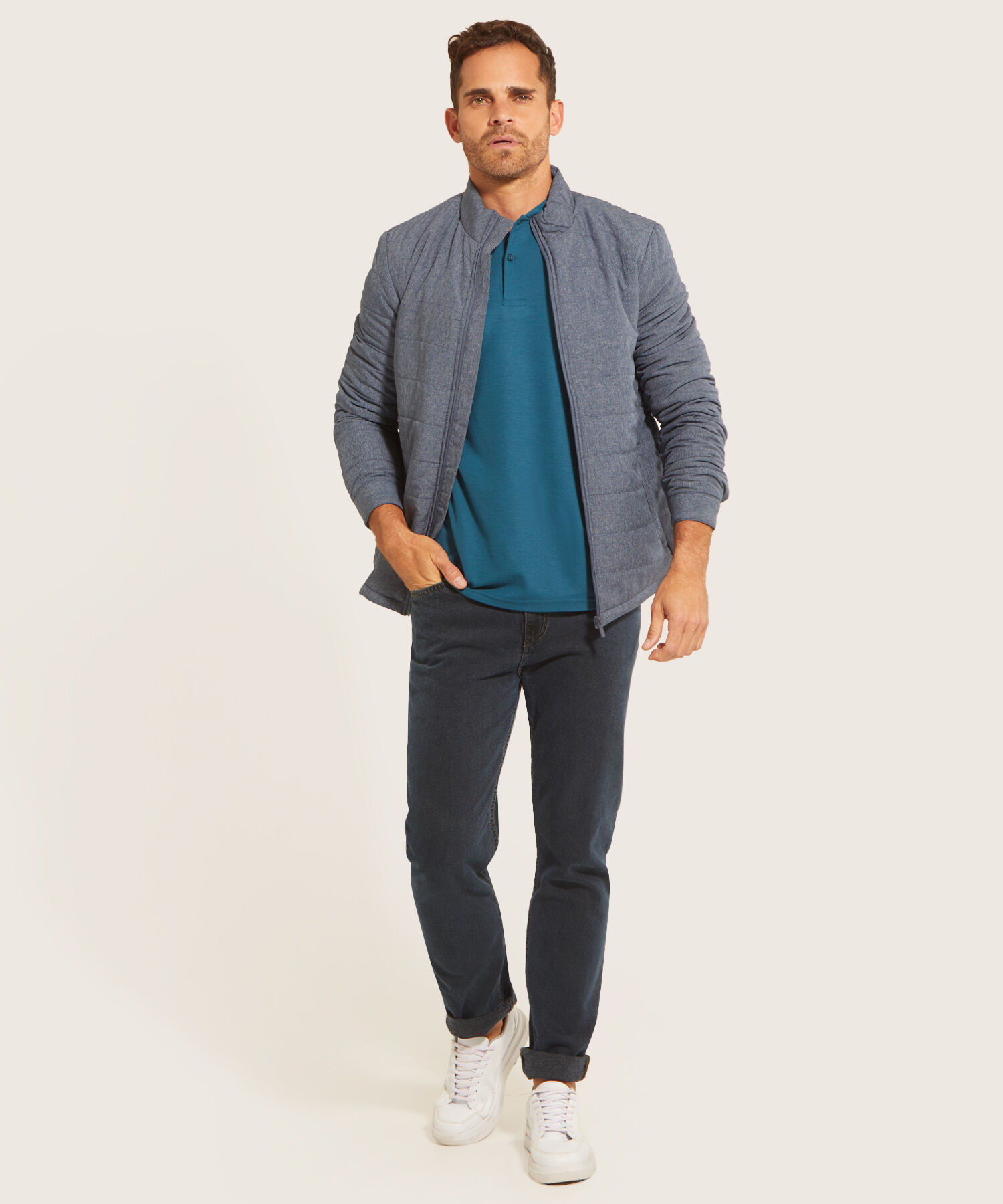 Chaqueta Acolchada Con Tejido Prete&ntilde;ido
