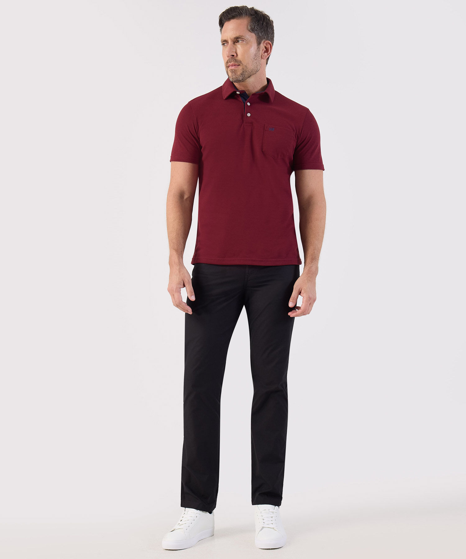 Polo Unicolor, Cuello Duro Con Bolsillo Y Silueta Regular Fit Naranja