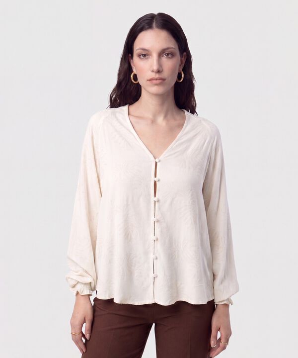 Blusa Botonadura y Escote en V para Mujer