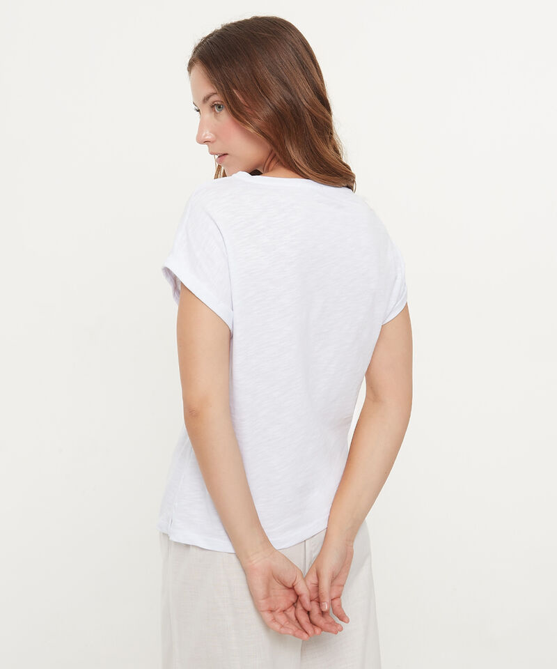 Camiseta Manga Corta Con Screen Y Lentejuelas En Frente