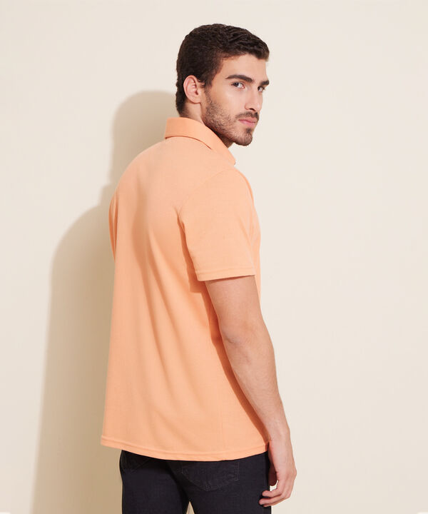Polo Unicolor, Cuello Duro Con Bolsillo Y Silueta Regular Fit Naranja