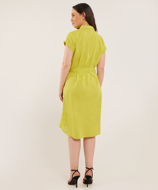 Vestido Camisero En Lino Unicolor