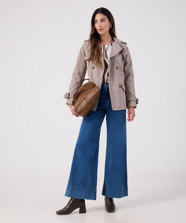 Chaqueta Trench Unicolor Con Cinturon  image number null