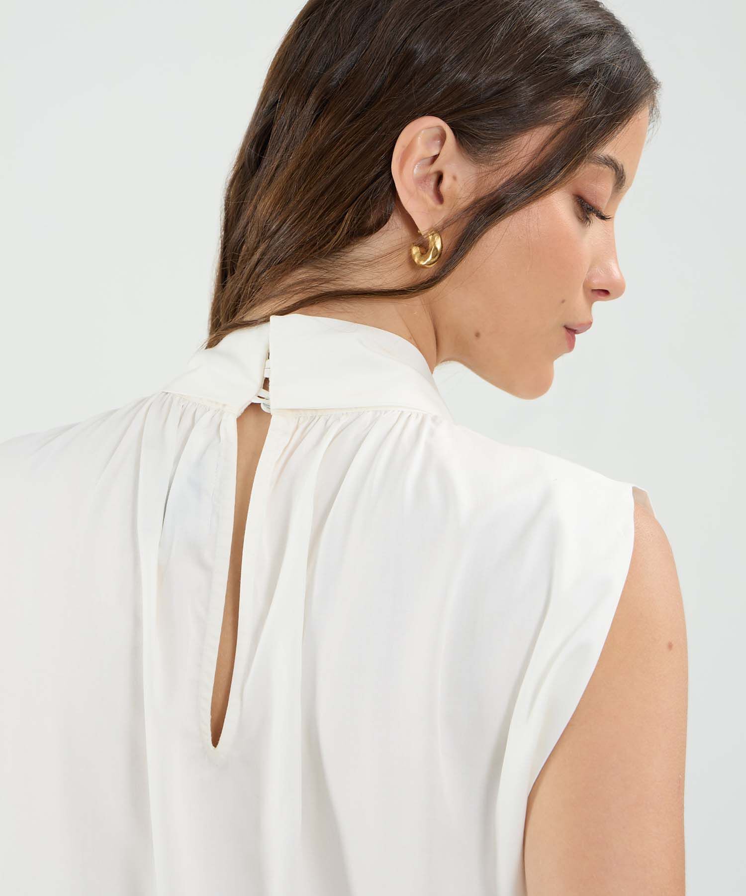 Blusa Manga Sisa Unicolor  Con Corbata