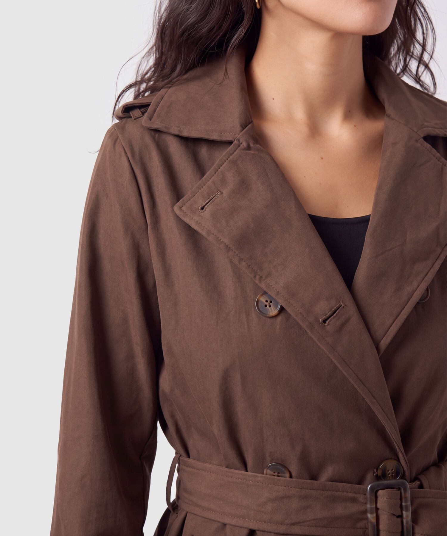 Chaqueta Cruzada Con Cintur&oacute;n Para Mujer