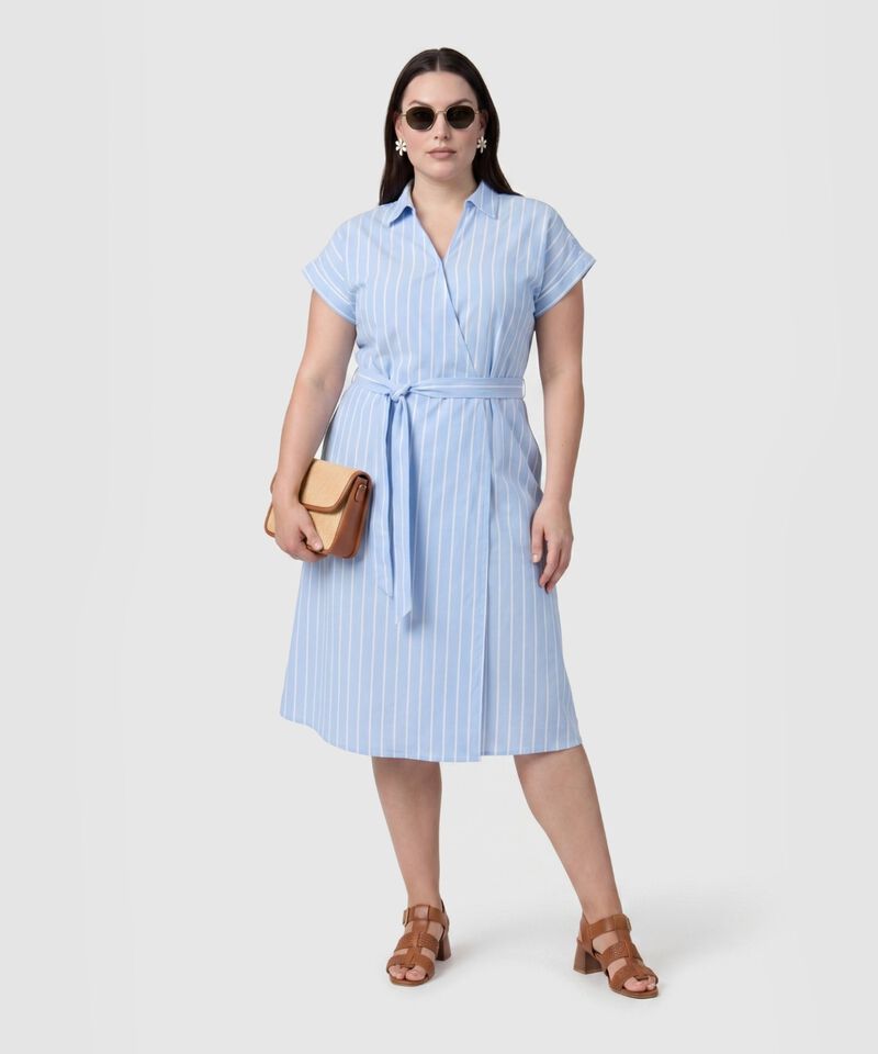 Vestido Camisero Con Lazo En La Cintura Para Mujer Curvy