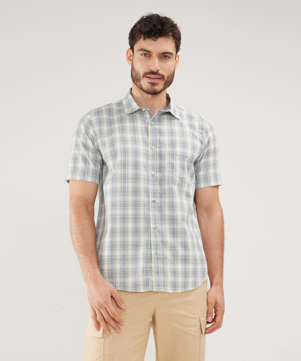 Camisa Preteñida Manga Corta Con Bolsillo Y Sesgo
