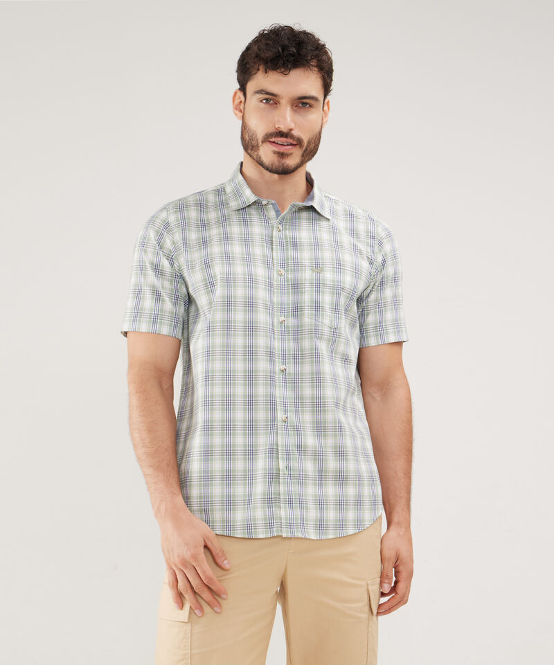 Camisa Preteñida Manga Corta Con Bolsillo Y Sesgo