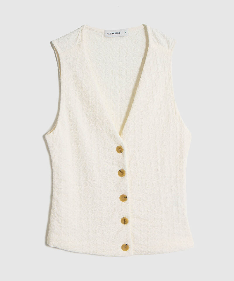 Chaleco Texturizado con Botones de Contraste para Mujer