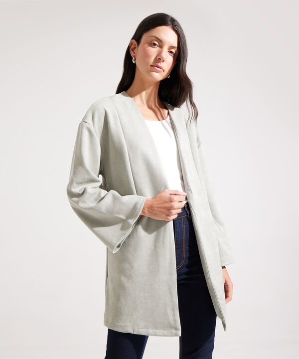 Chaqueta Larga en Suede 