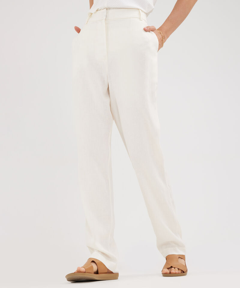 Pantalón Clásico Unicolor En Lino