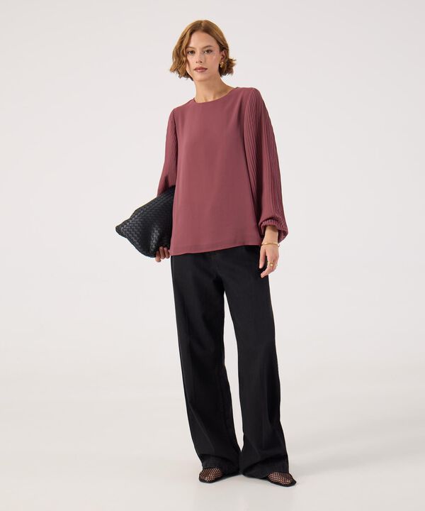 Blusa manga larga con textura  image number null