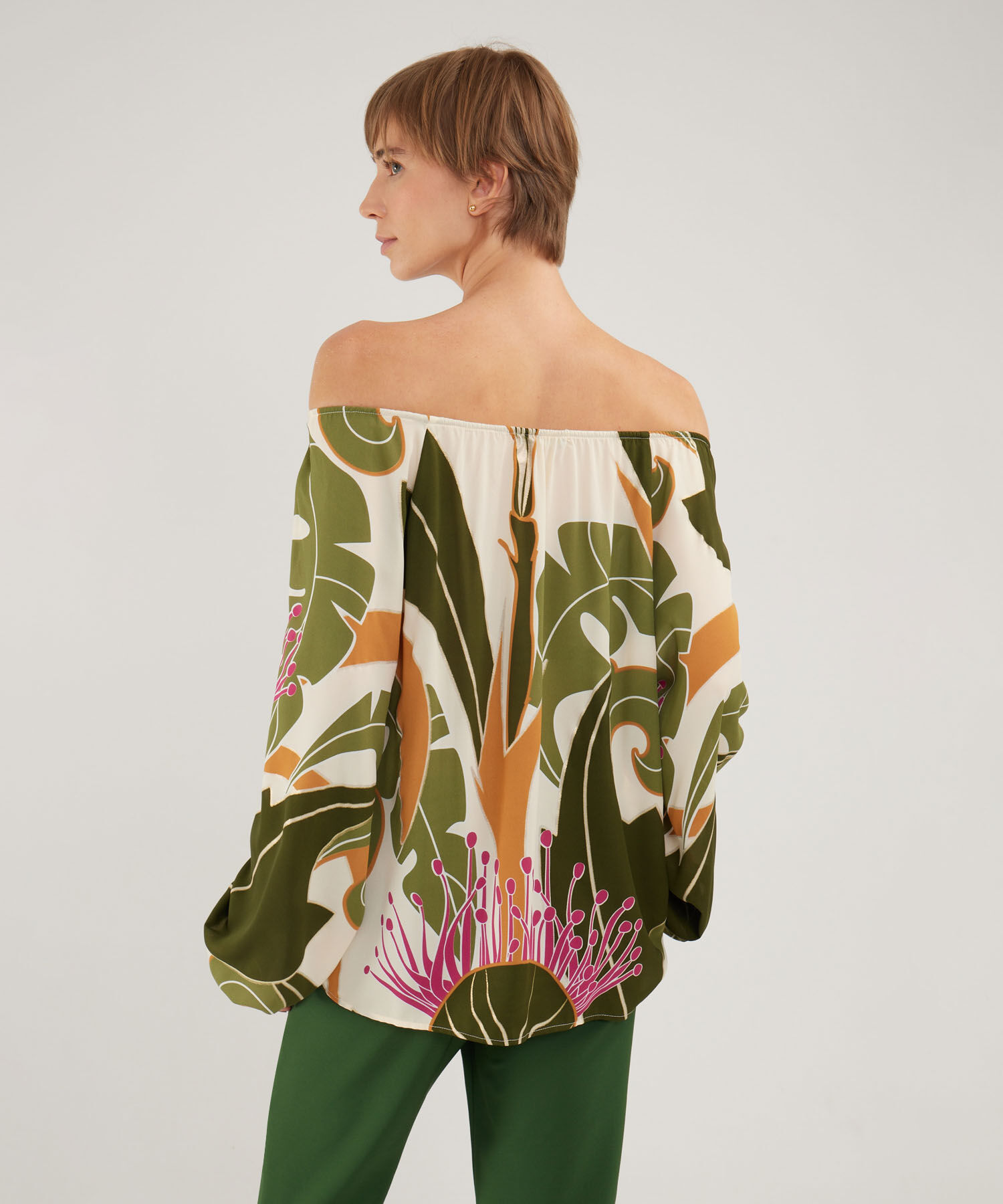 Blusa Estampada Con Puños Encauchados
