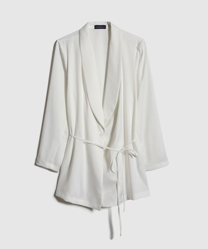 Chaqueta Unicolor Con Cinturón