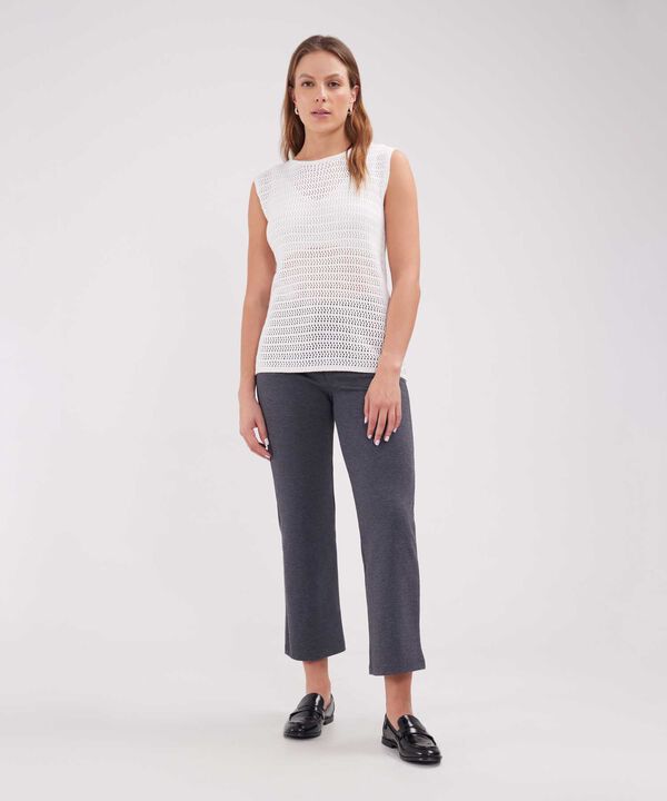 Leggins Unicolor, Tiro Alto, Bota Recta Con Simulación Bolsillos Ribete