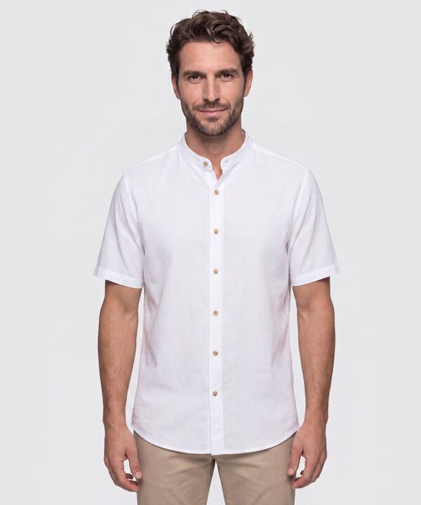 Camisa Cuello Mao Unicolor para Hombre