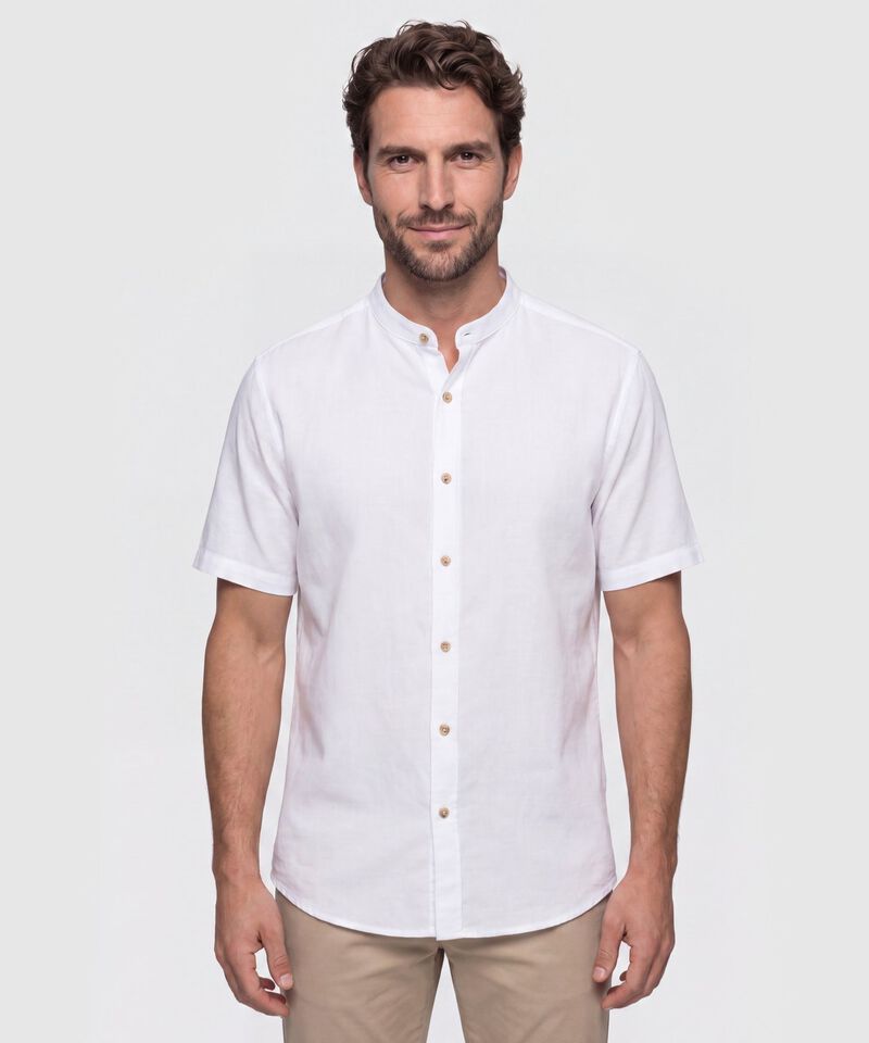 Camisa Cuello Mao Unicolor para Hombre