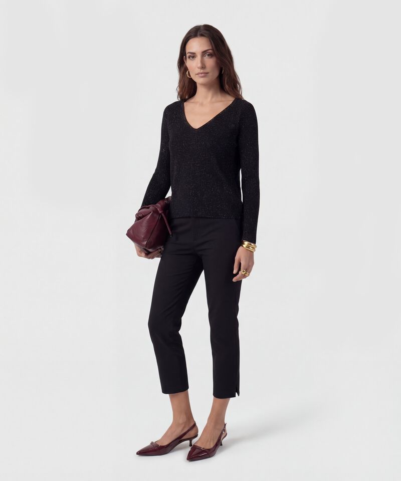 Pantal&oacute;n Capri Con Bot&oacute;n A Contraste Para Mujer