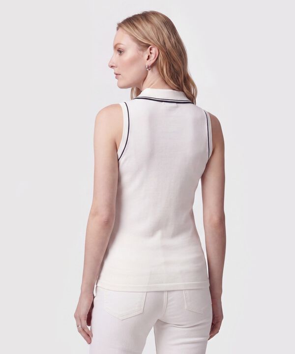 Polo Texturizada Cuello En Contraste Mujer