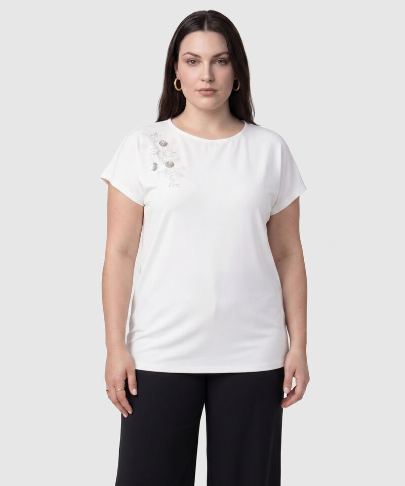 Camiseta Manga Corta Estilo Minimalista Para Mujer Curvy