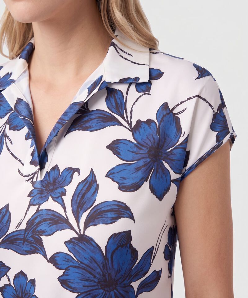 Blusa Cuello Camisero Manga Corta Mujer
