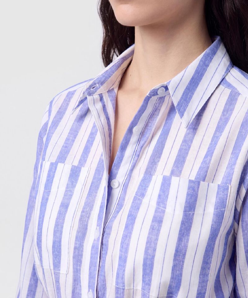 Vestido Camisero Largo de Rayas para Mujer