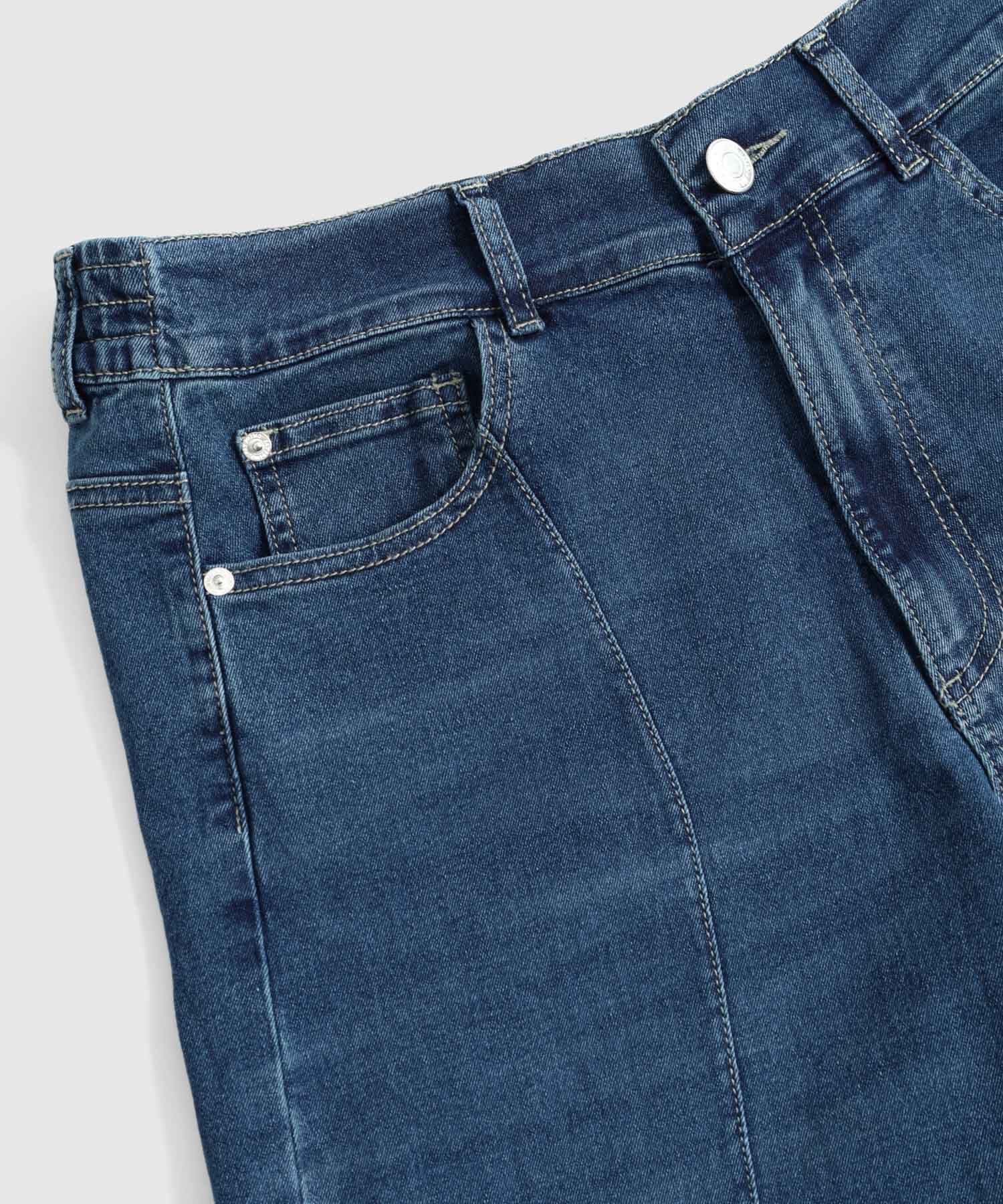 Jeans Straight Con Costuras Para Mujer Curvy