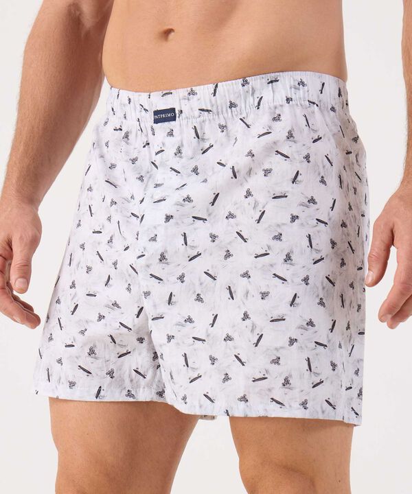 B&oacute;xer Estampado Holgado con Bragueta de Bot&oacute;n para Hombre image number null