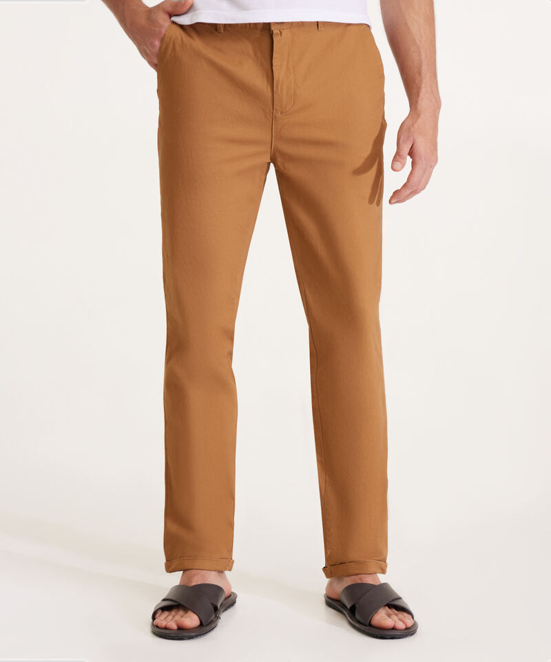 Pantalon Unicolor Chino Con El&aacute;stico En Pretina