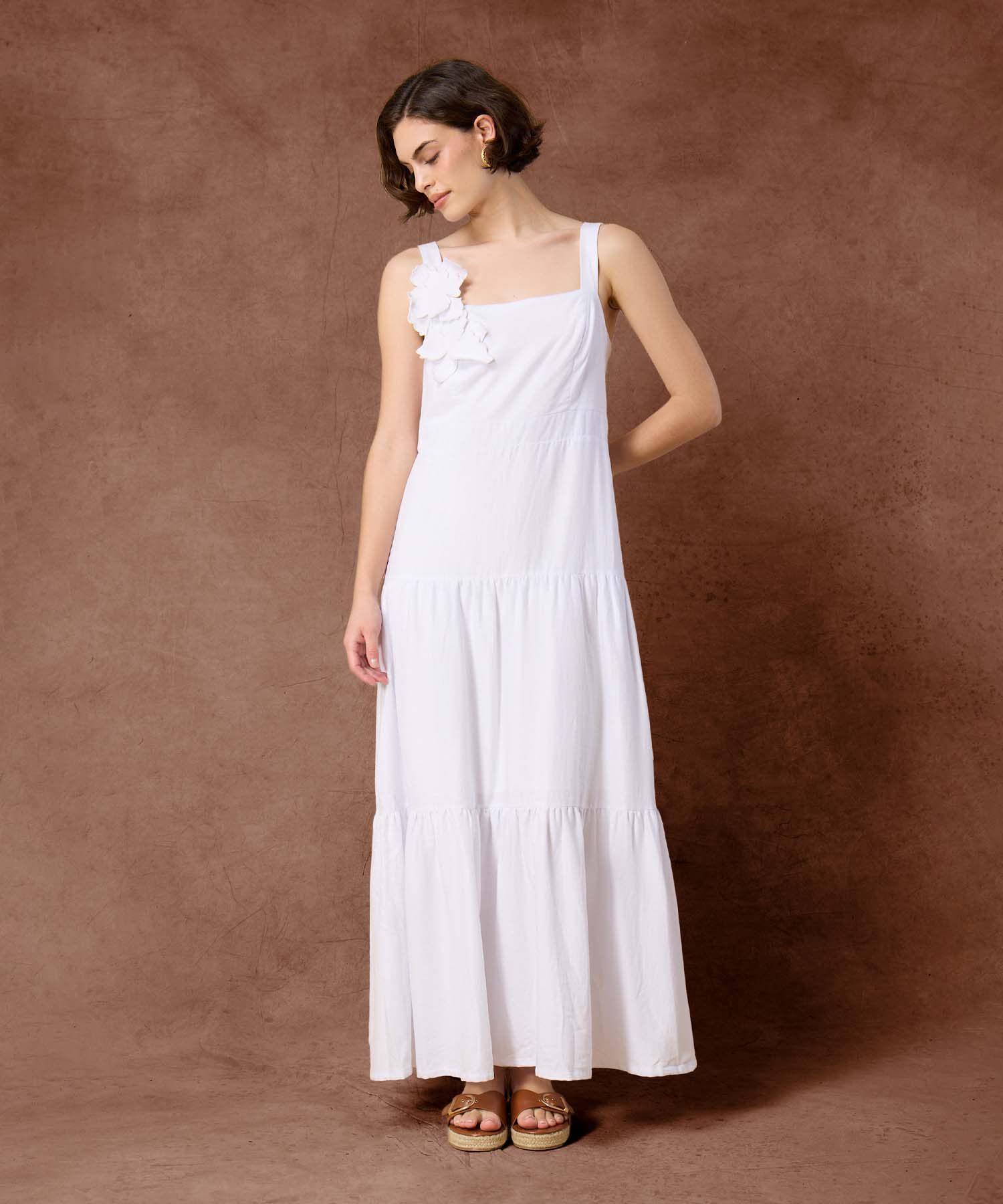 Vestido Maxi De Tirantes Mujer Detalle Floral