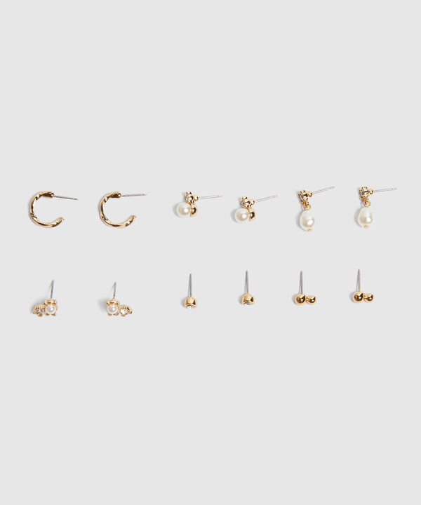 Set x 6 Aretes Dorados con perlas image number null
