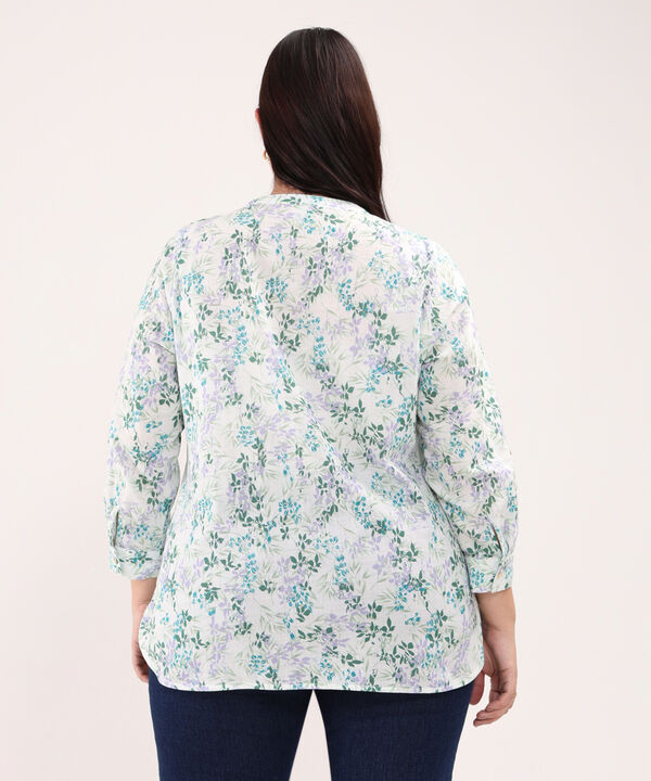 Blusa Estampada, Manga Larga Con Charretera