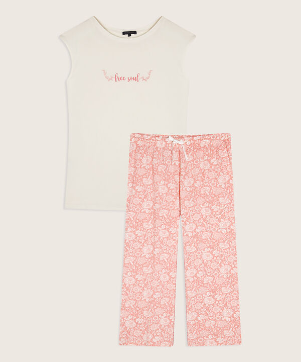 Pijama Pijama Camiseta Manga Corta Screen Pantalon Capri Estampado