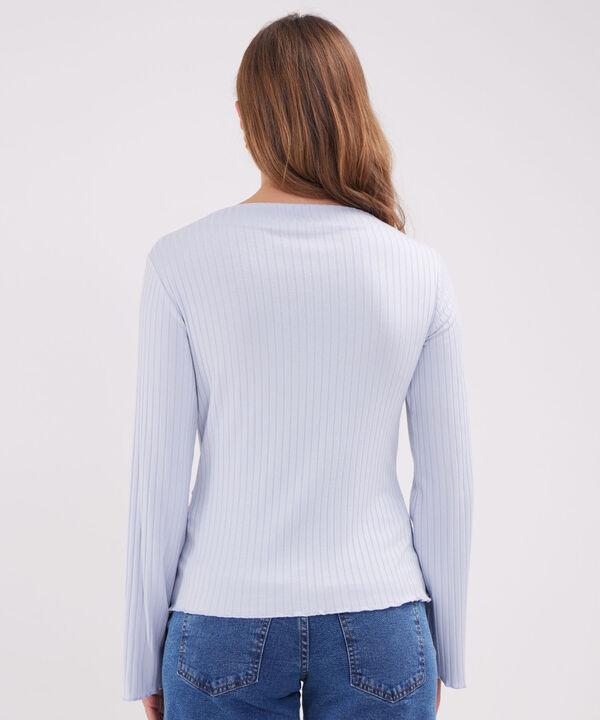 Camiseta Unicolor Textura, Manga Larga Acampanada