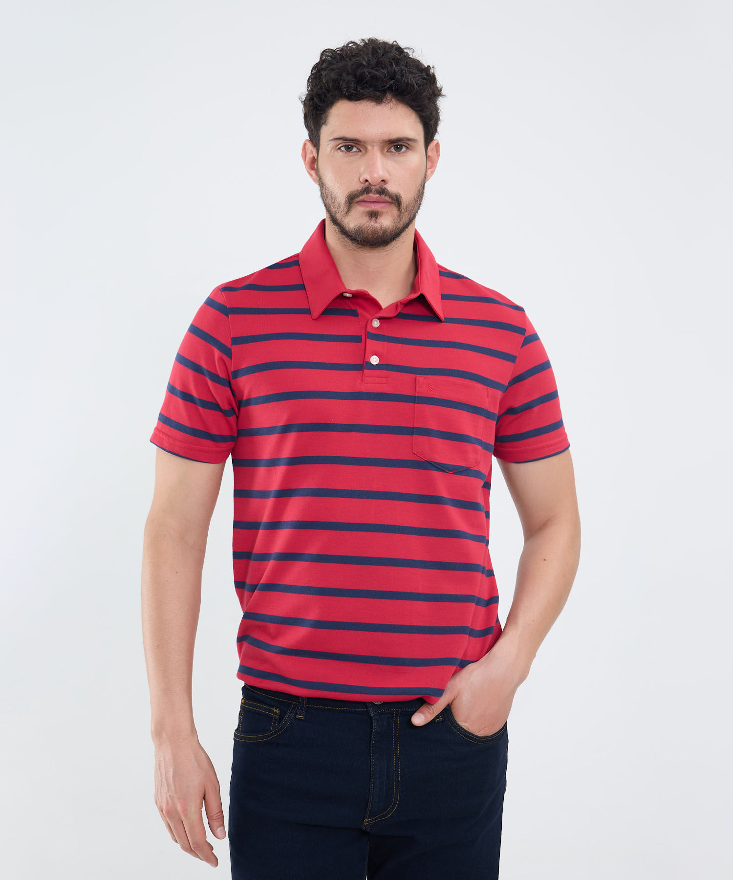 Polo Cuello Duro con Franjas