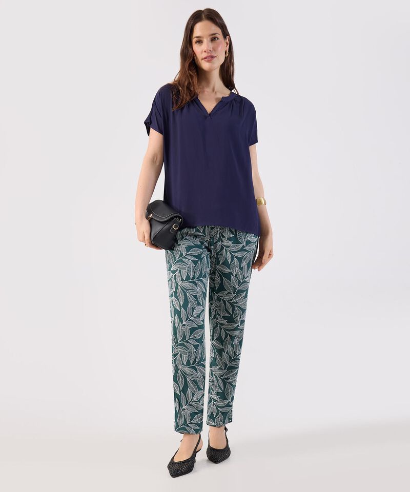 Blusa Manga Corta con Escote en V