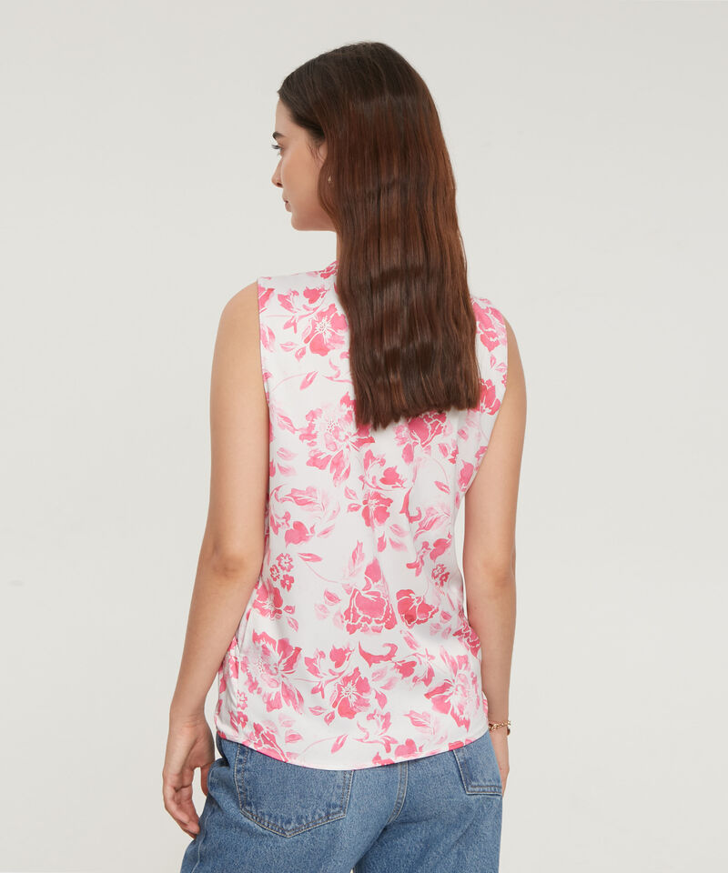 Blusa Con Cruce Frontal Estampado Rosa