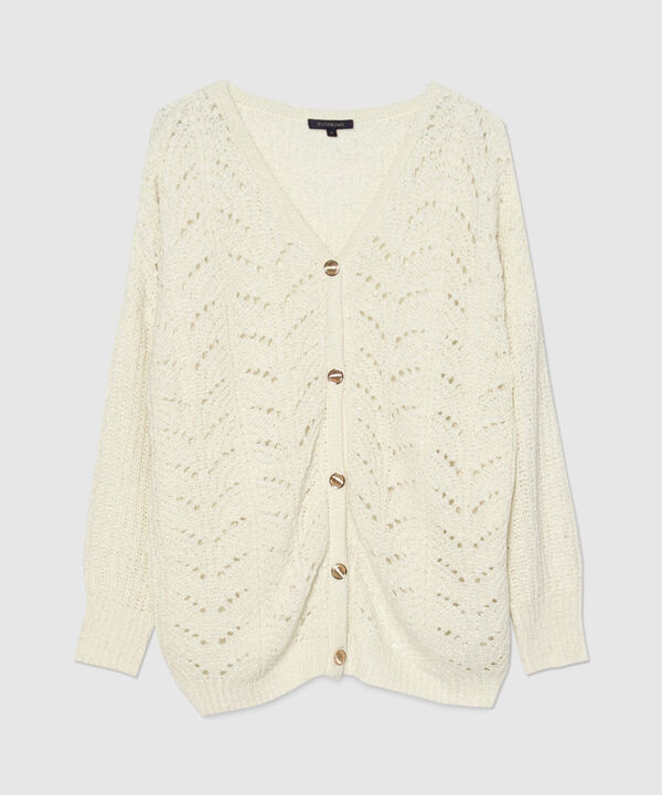 Saco Manga Larga Tipo Cardigan Con Lurex