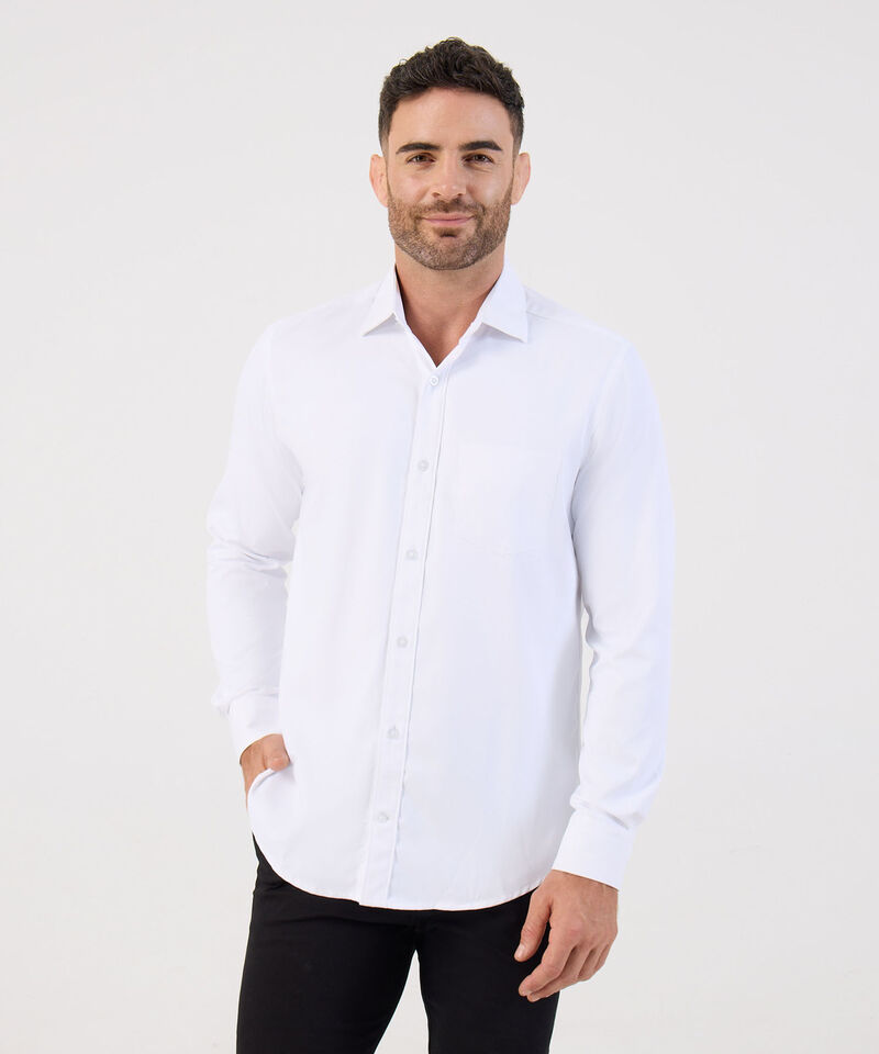 Camisa Unicolor Manga Larga Hombre