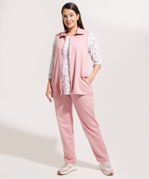 Sudadera 3 Piezas Con Chaleco Y Pantalón Unicolor Y Camiseta Estampada