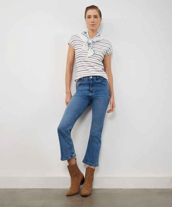 Jean Cropped Flare Tono Medio image number null