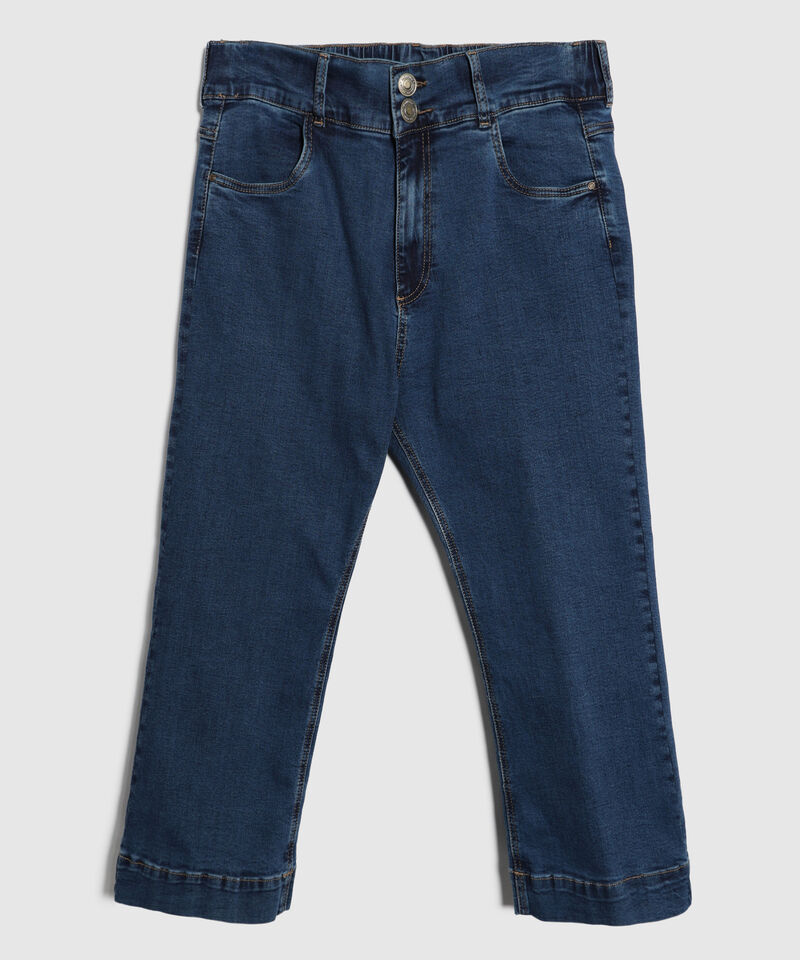 Jean Cropped Flare Tono Azul Medio