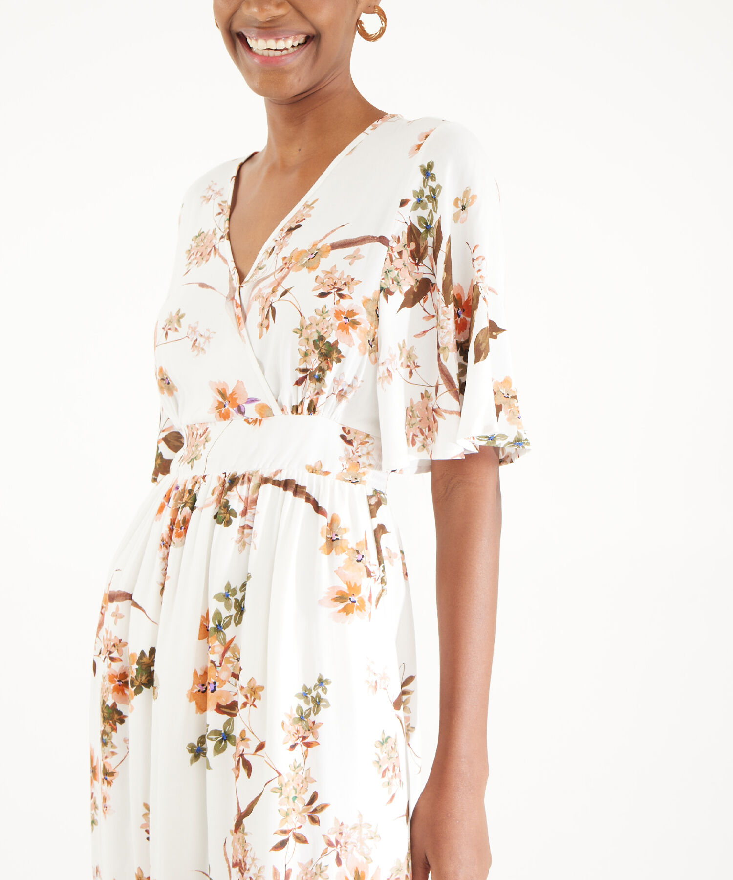 Vestido Estampado Cuello Cruzado Estampado, Fit Missy